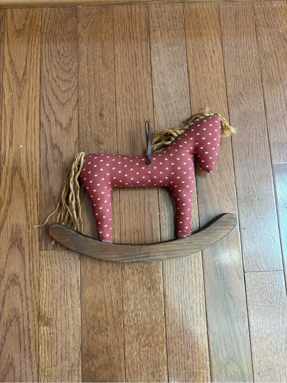 Vintage Miniature Fabric Folk Art Rocking Horse Wall Hanging